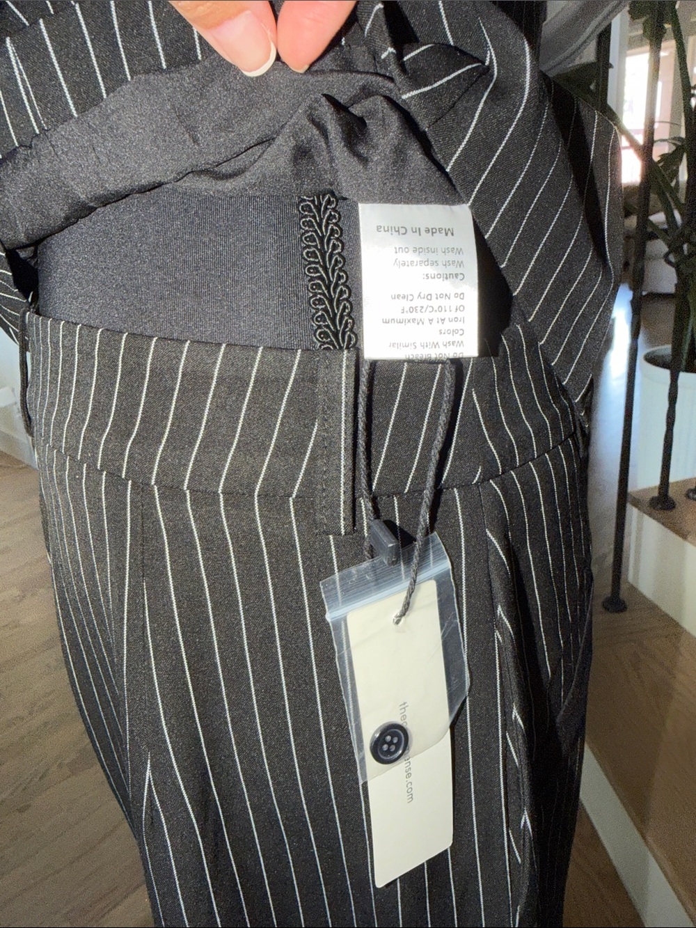 NWT Commense Black Pinstripe Halter Pant Set (Medium) - Picture 6 of 7